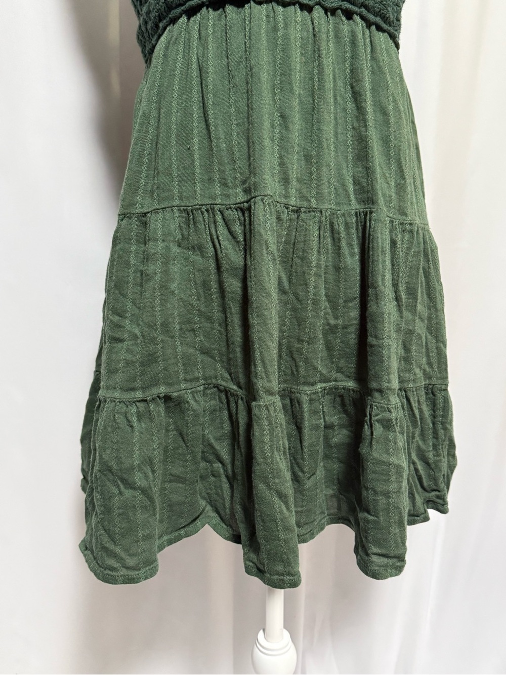 Aerie Green Crochet Tiered Mini Dress Size L Summer Beach - Picture 3 of 9